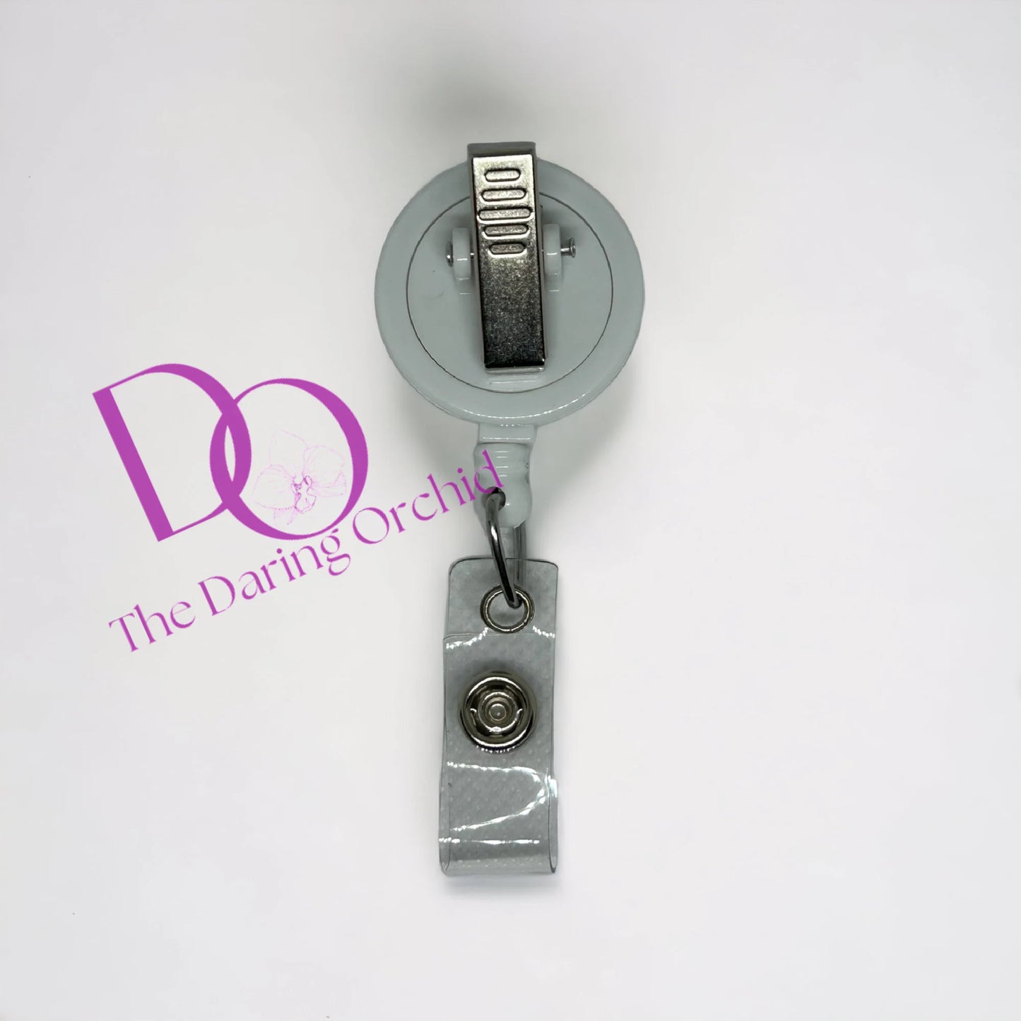 Pink and lime green ghost with cowboy hat badge reel, vent clip, magnet or pin