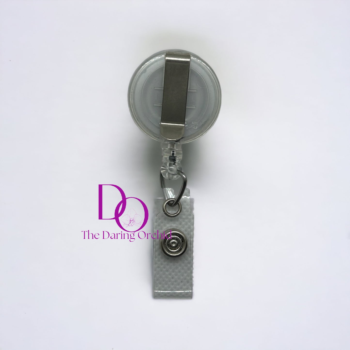 Pink and lime green ghost with cowboy hat badge reel, vent clip, magnet or pin