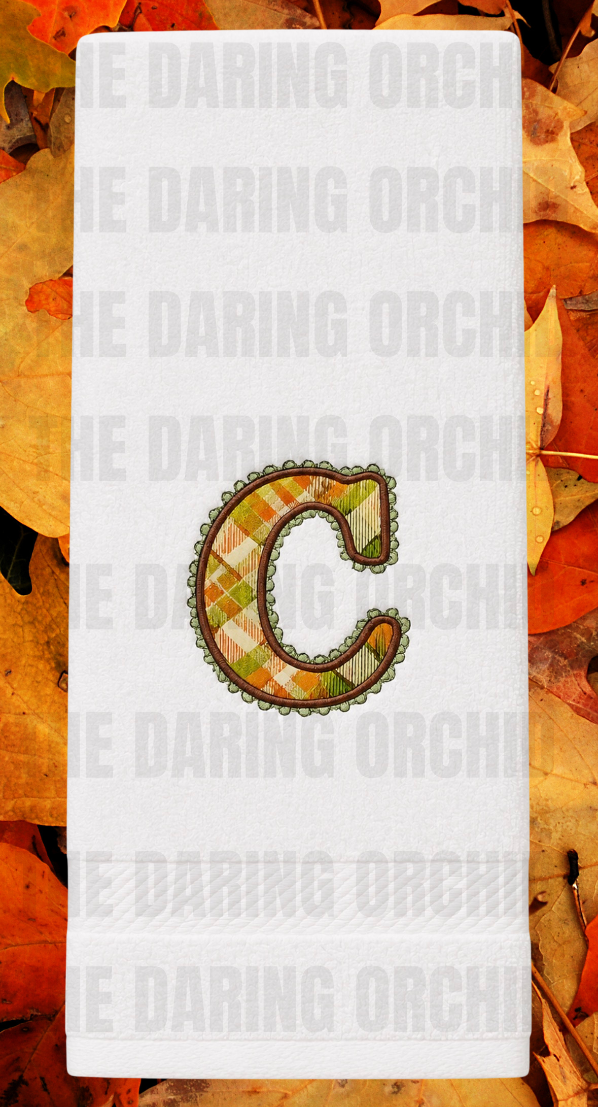 Fall Applique Initial Embroidered Hand Towel Personalized Monogram Bathroom Towel Autumn Bathroom Decor Housewarming Gift