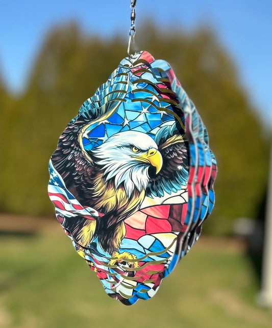 Patriotic Eagle American Flag wind spinner