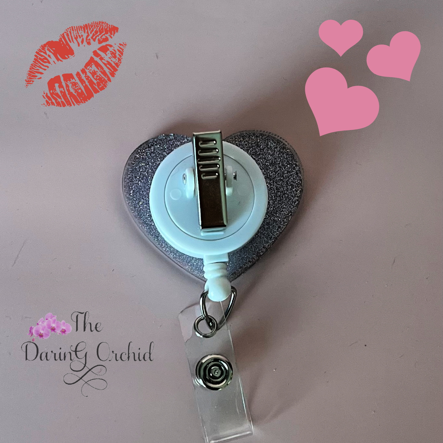 Conversation heart Badge Reel, ID Holder, Nurse, CNA, MA