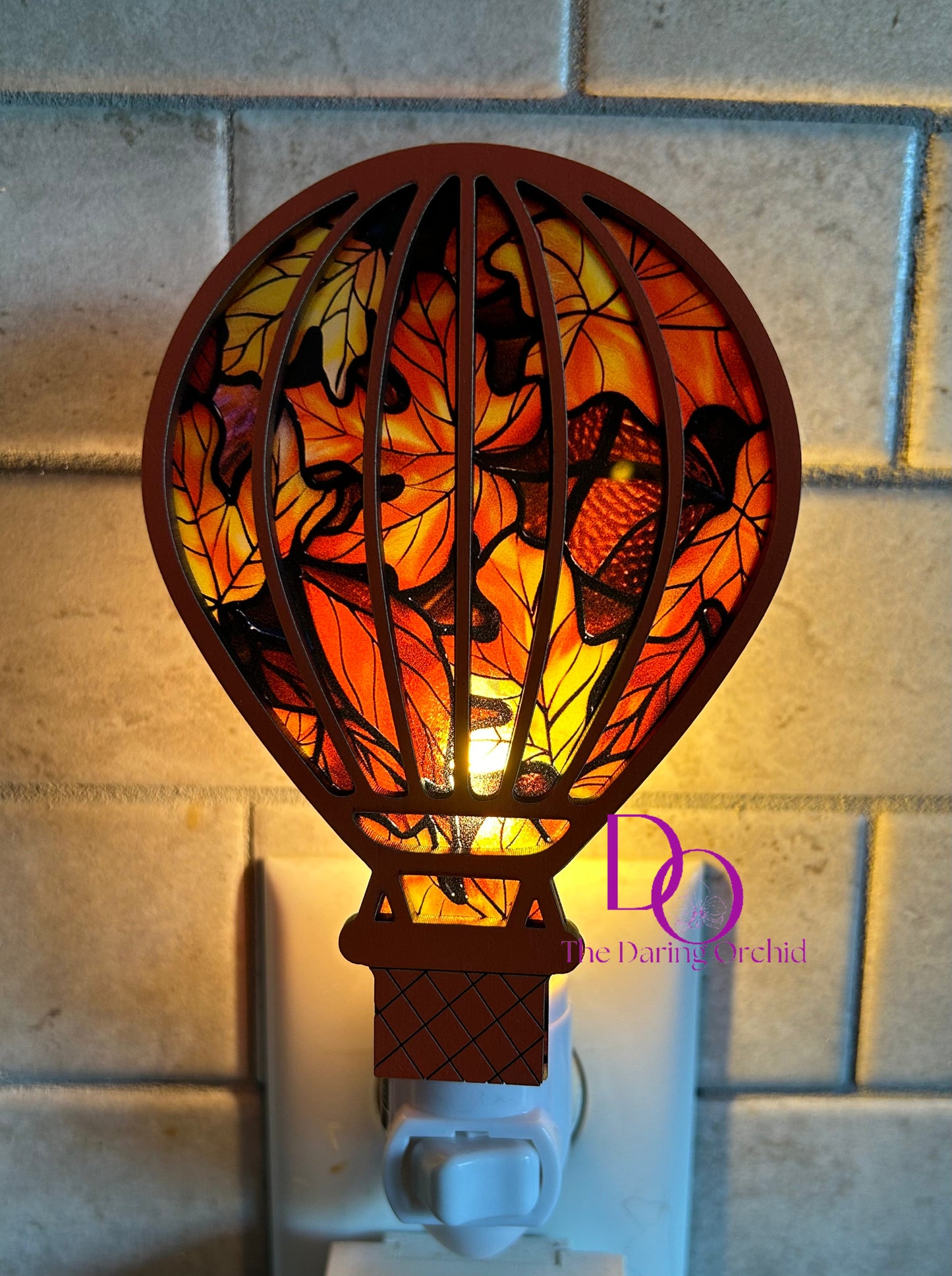 Autumn hot air balloon night light