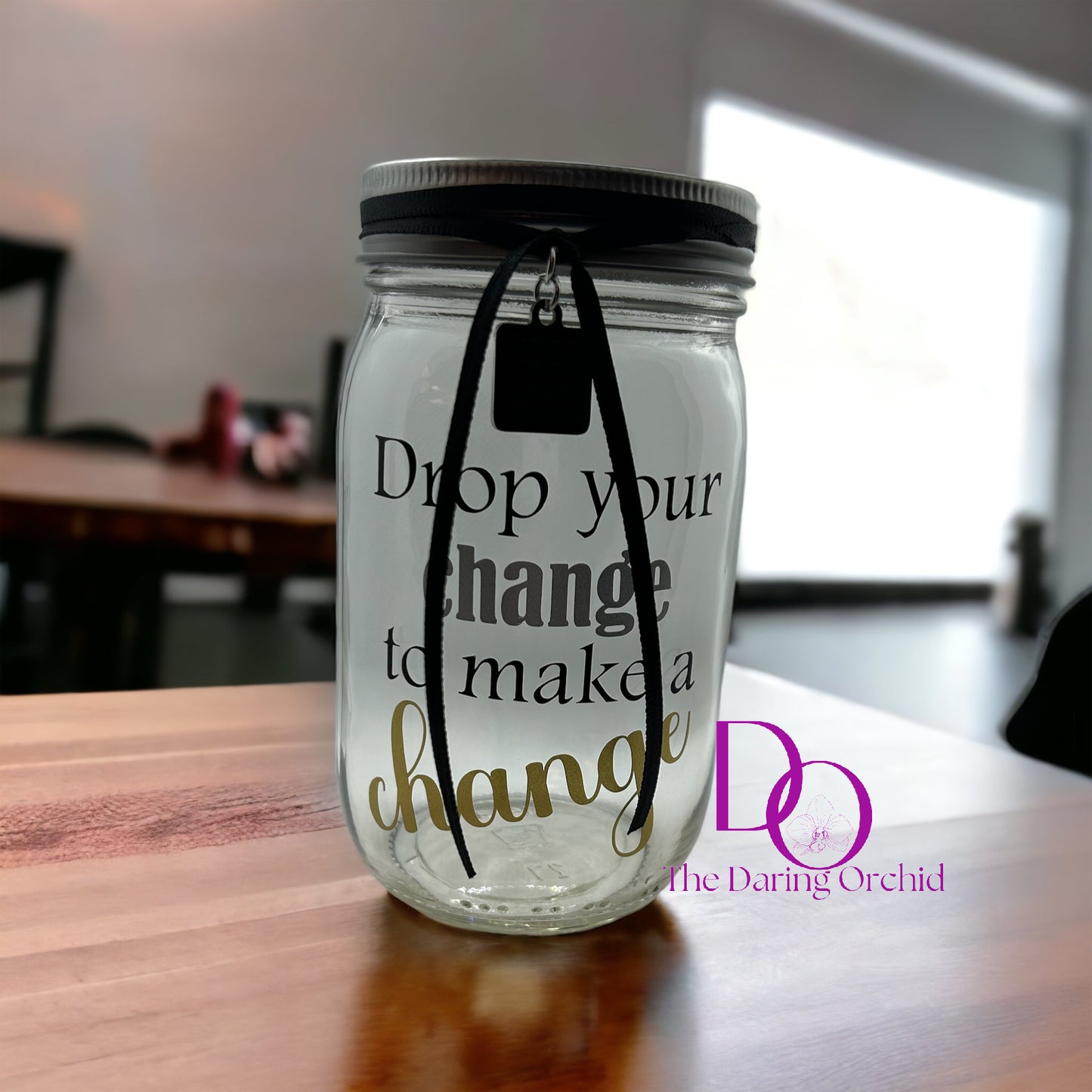 Drop your change to make a change jar bank, donation jar, fundraiser bank