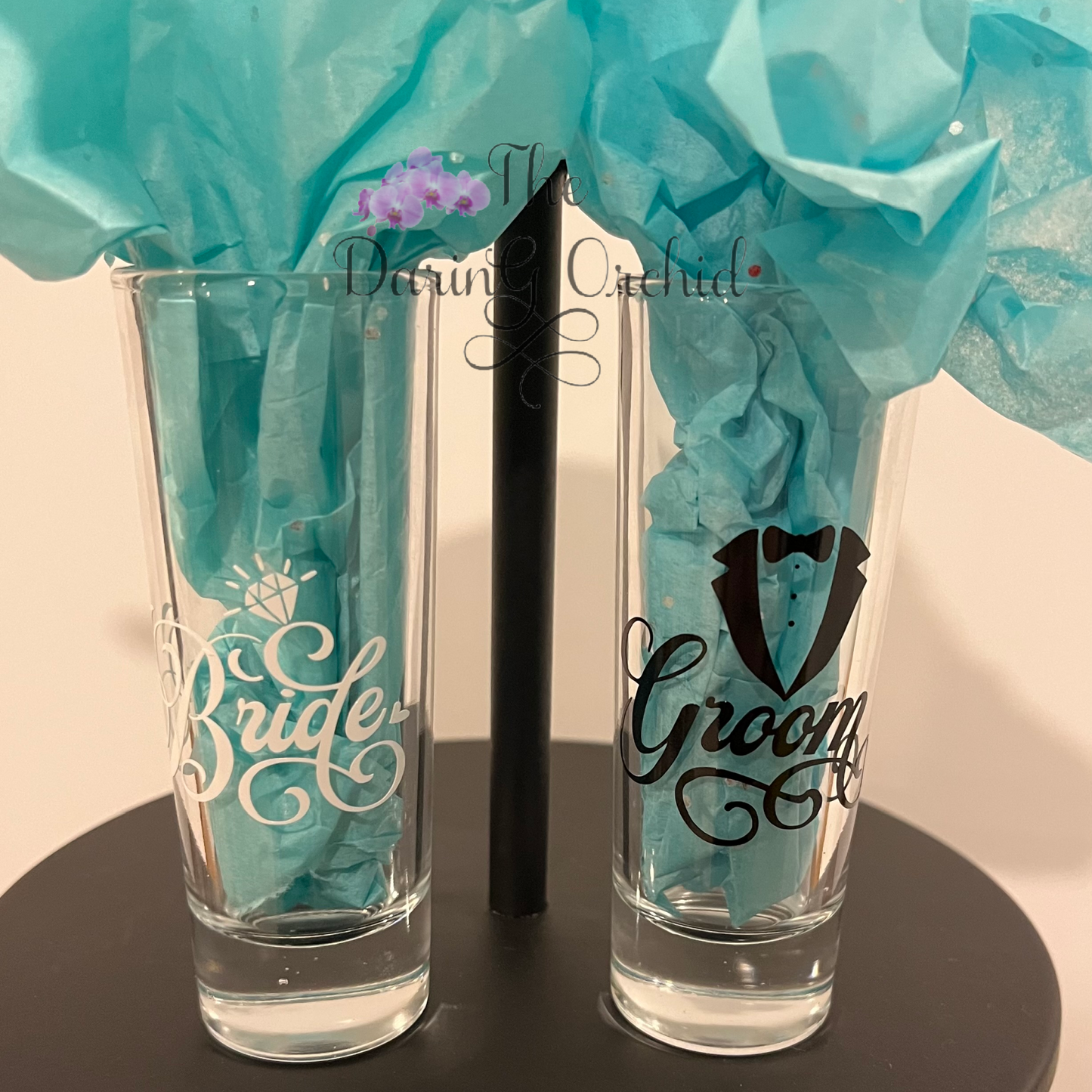 Bride and Groom shot glass set