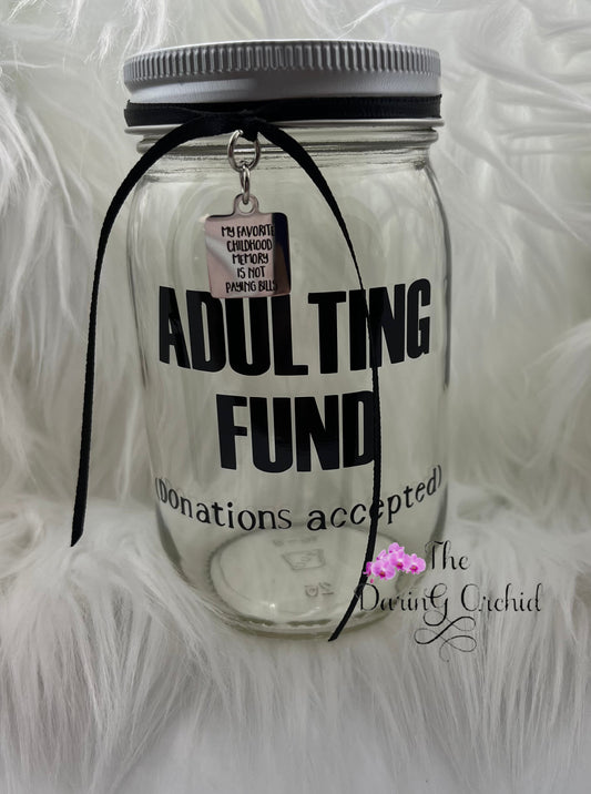 Adulting Funds mason jar bank