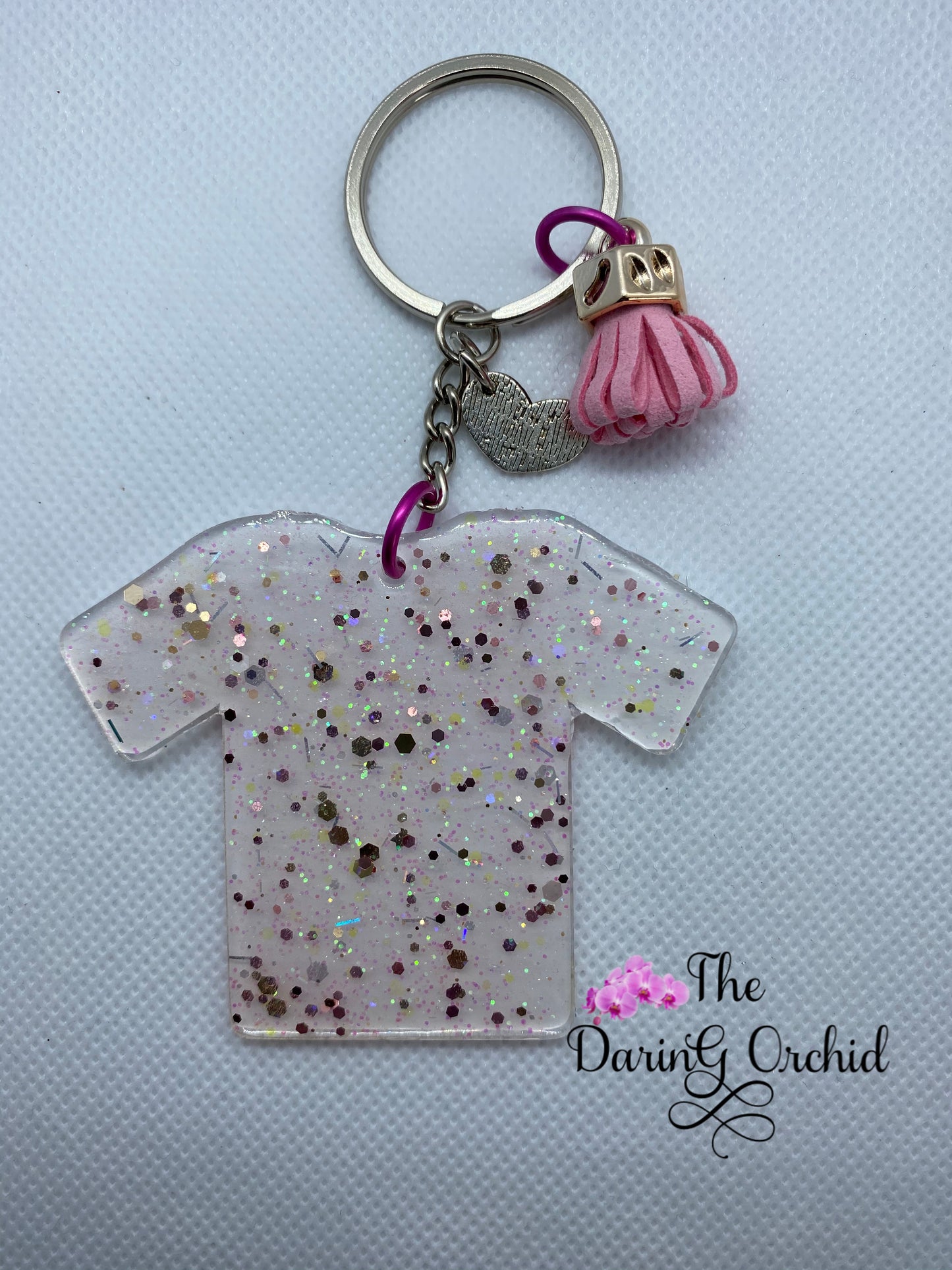 Superhero in scrubs shirt keychain Pink